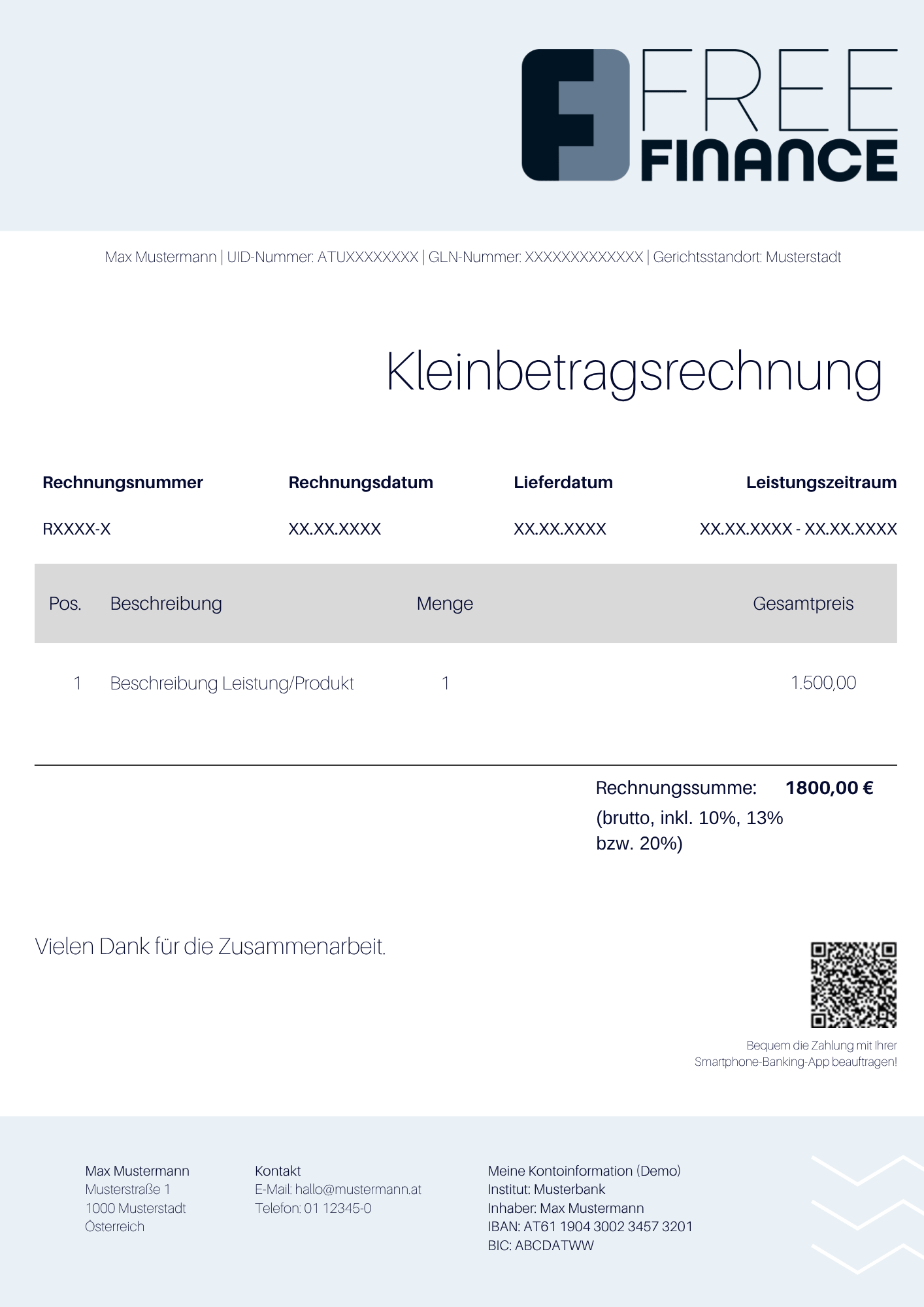 Rechnung Unter Vorbehalt Bezahlen Kleinbetragsrechnung ⇒ Vorlage & Erklärung I FreeFinance